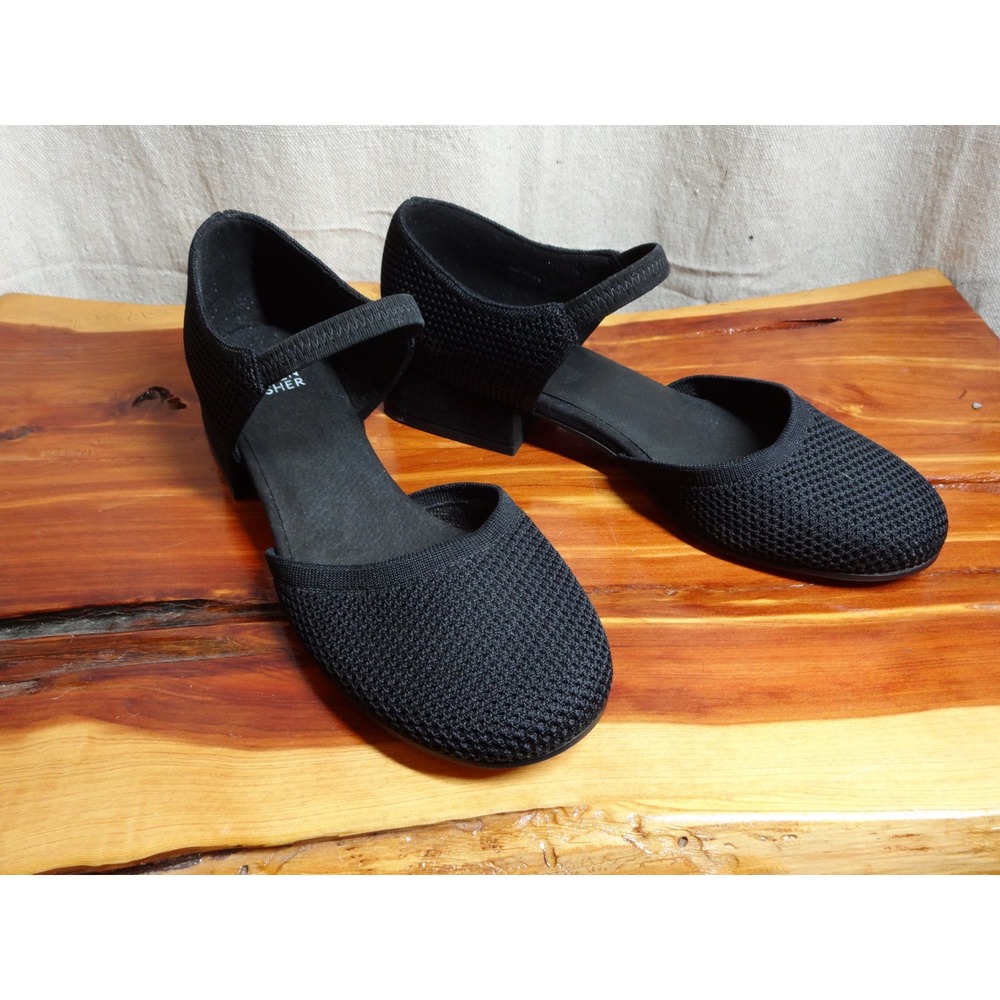 Eileen Fisher Knit Block Heel Mary Jane Womens 8 Black d'Orsay Pump Italian Made